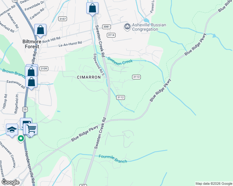 map of restaurants, bars, coffee shops, grocery stores, and more near 250 Edgewood Road South in Asheville