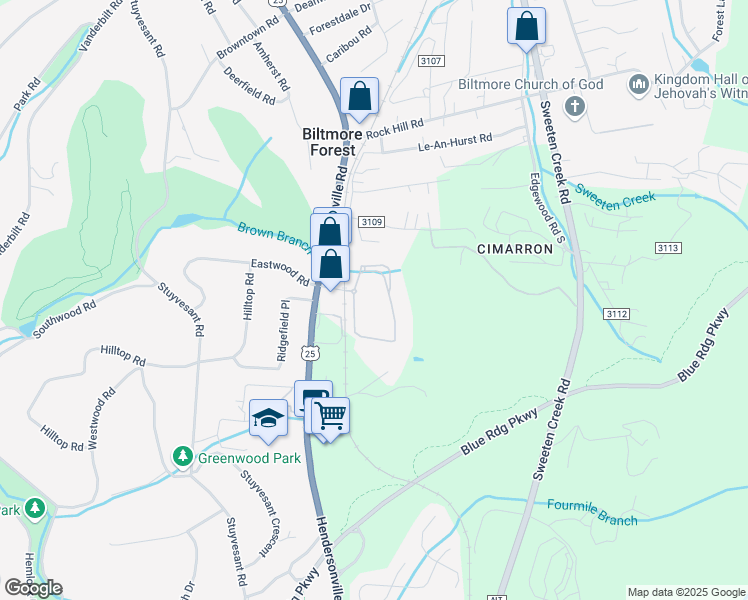 map of restaurants, bars, coffee shops, grocery stores, and more near 21 Ascot Point Circle in Asheville