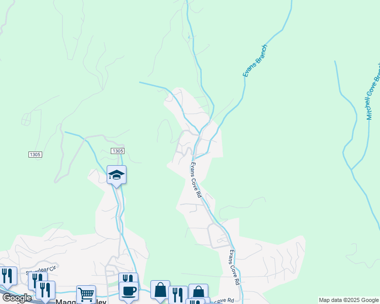 map of restaurants, bars, coffee shops, grocery stores, and more near 58 Cottontail Trail in Canton