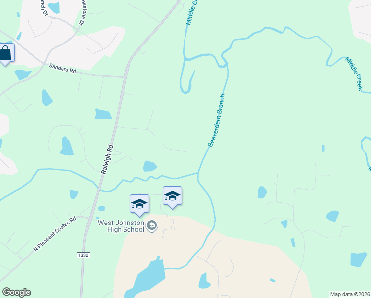 map of restaurants, bars, coffee shops, grocery stores, and more near 409 Coats Ridge Drive in Benson
