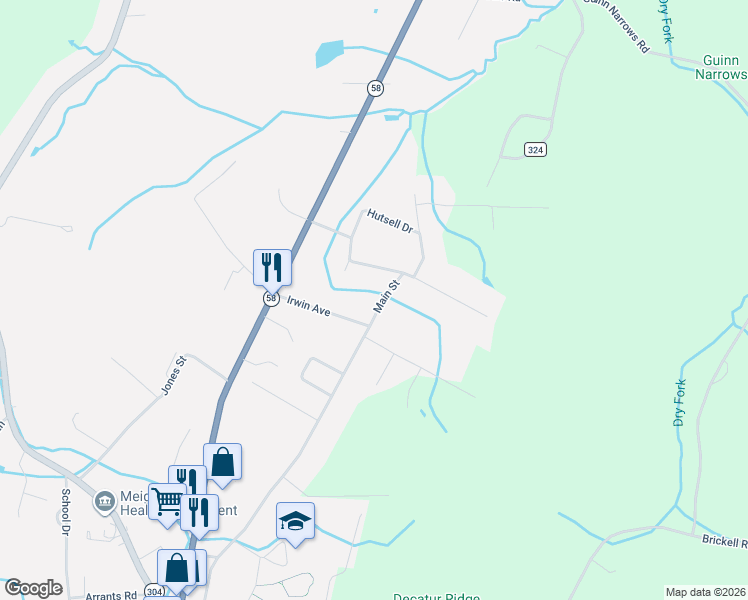 map of restaurants, bars, coffee shops, grocery stores, and more near 1191 Main Street in Decatur