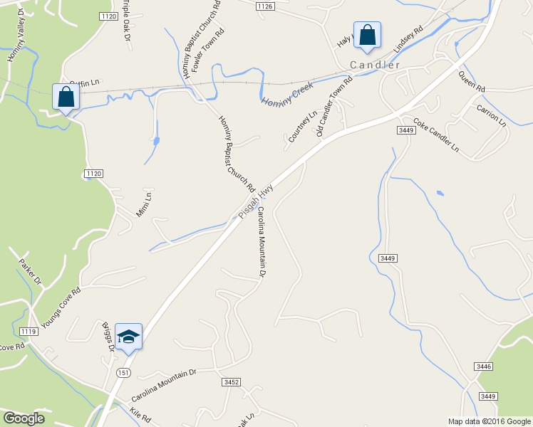 map of restaurants, bars, coffee shops, grocery stores, and more near 3 Carolina Mountain Drive in Candler