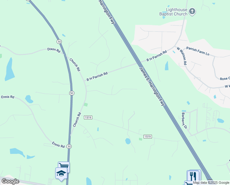 map of restaurants, bars, coffee shops, grocery stores, and more near Kickoff Circle in Johnston County