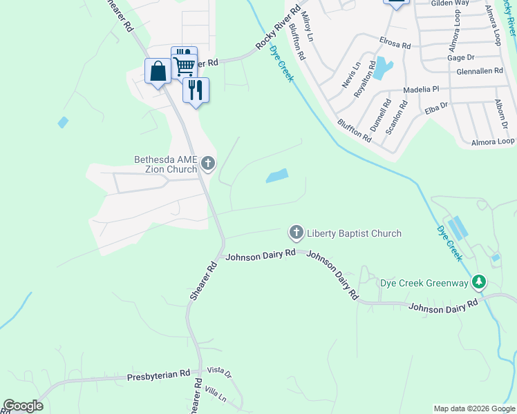 map of restaurants, bars, coffee shops, grocery stores, and more near 151 Springtime Lane in Mooresville
