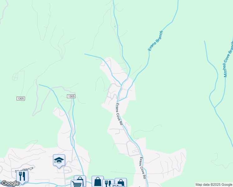 map of restaurants, bars, coffee shops, grocery stores, and more near 58 Cottontail Trail in Canton
