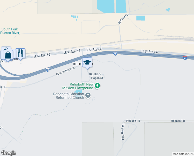 map of restaurants, bars, coffee shops, grocery stores, and more near Hogan Street in Rehoboth