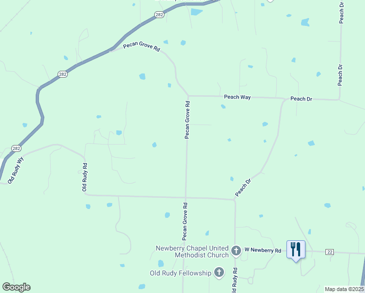 map of restaurants, bars, coffee shops, grocery stores, and more near 4304 Pecan Grove Road in Rudy