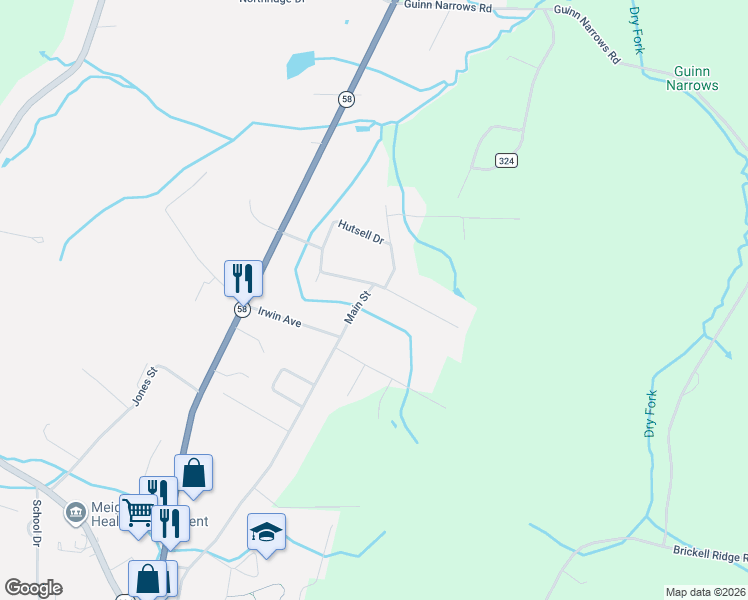 map of restaurants, bars, coffee shops, grocery stores, and more near 458 Meadowview Lane in Decatur