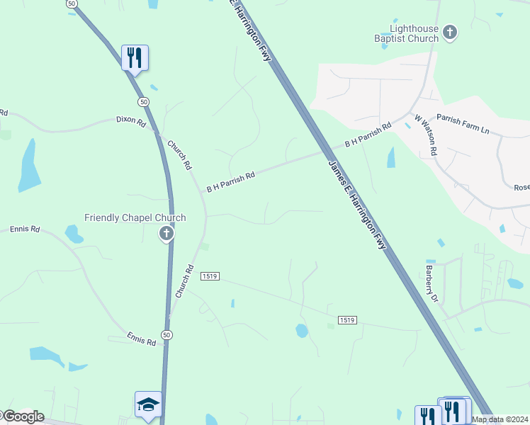 map of restaurants, bars, coffee shops, grocery stores, and more near Kickoff Circle in Johnston County