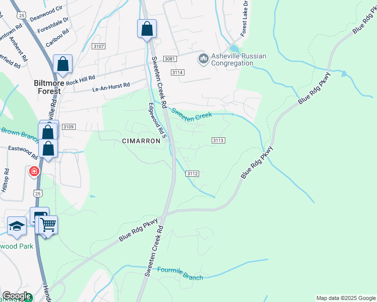 map of restaurants, bars, coffee shops, grocery stores, and more near 10 Shovel Head Drive in Asheville