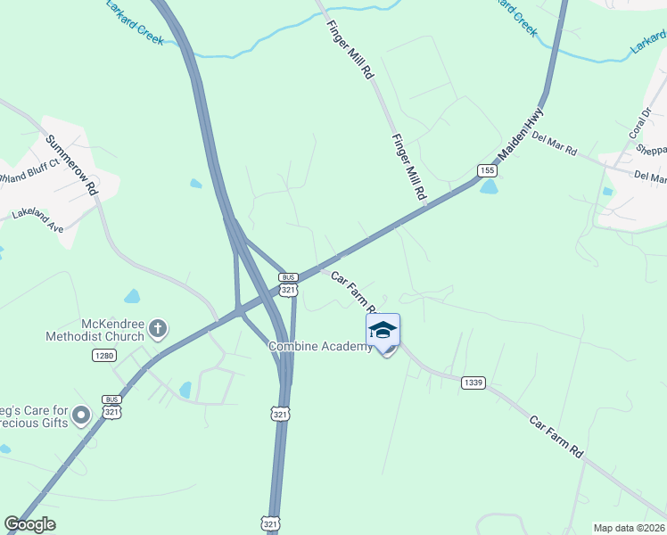 map of restaurants, bars, coffee shops, grocery stores, and more near 3810 Maiden Highway in Lincolnton