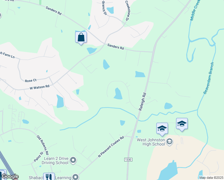 map of restaurants, bars, coffee shops, grocery stores, and more near 309 William Drive in Benson