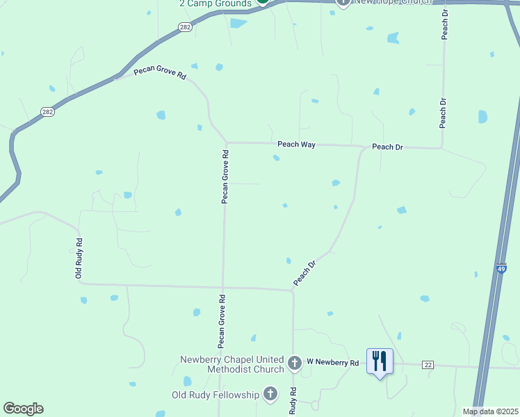 map of restaurants, bars, coffee shops, grocery stores, and more near 4304 Pecan Grove Road in Rudy