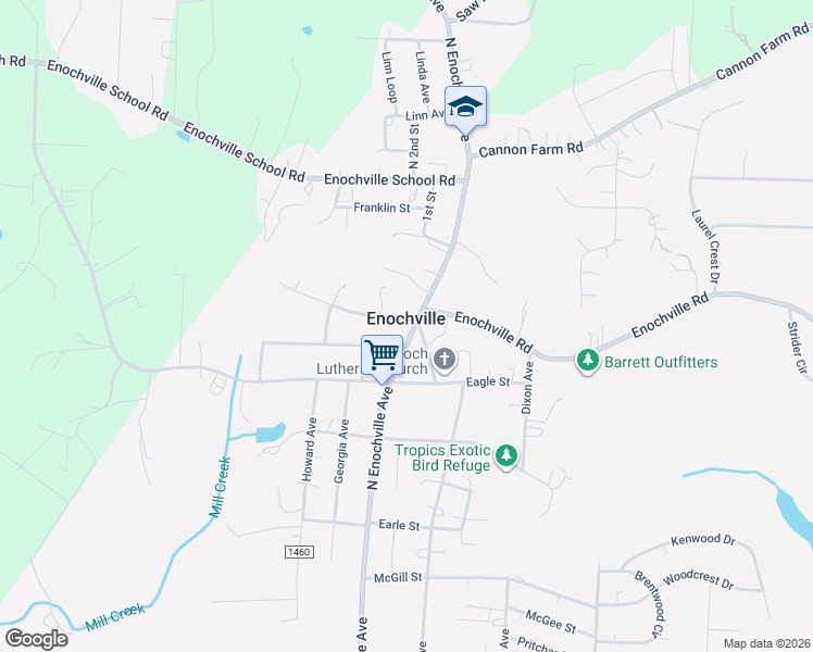 map of restaurants, bars, coffee shops, grocery stores, and more near 711 North Enochville Avenue in Kannapolis