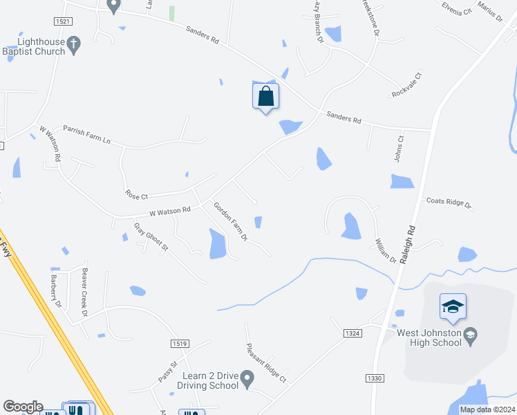 map of restaurants, bars, coffee shops, grocery stores, and more near in Benson