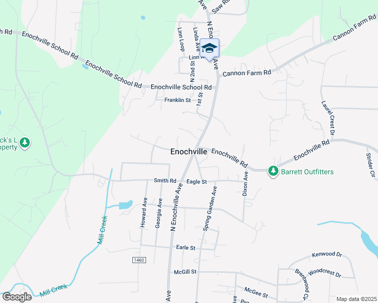 map of restaurants, bars, coffee shops, grocery stores, and more near in Enochville