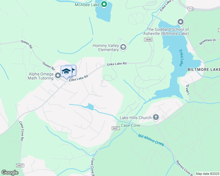 map of restaurants, bars, coffee shops, grocery stores, and more near 475 Enka Lake Road in Candler