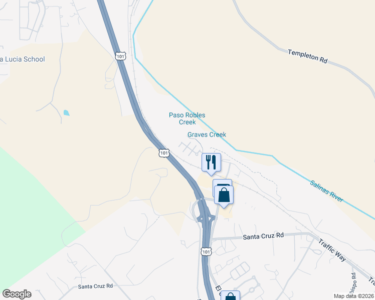 map of restaurants, bars, coffee shops, grocery stores, and more near 513 North Ferrocarril Road in Atascadero