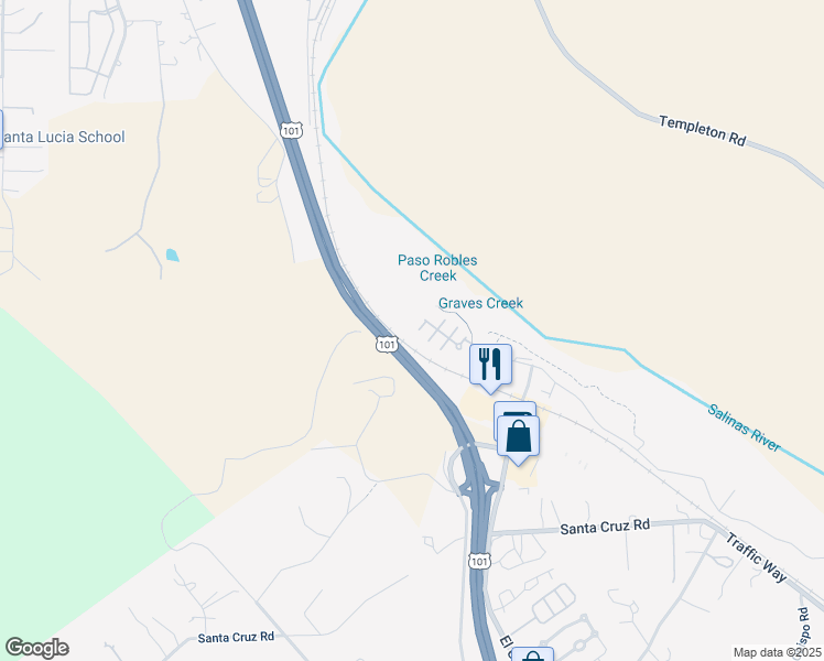 map of restaurants, bars, coffee shops, grocery stores, and more near 624 North Ferrocarril Road in Atascadero