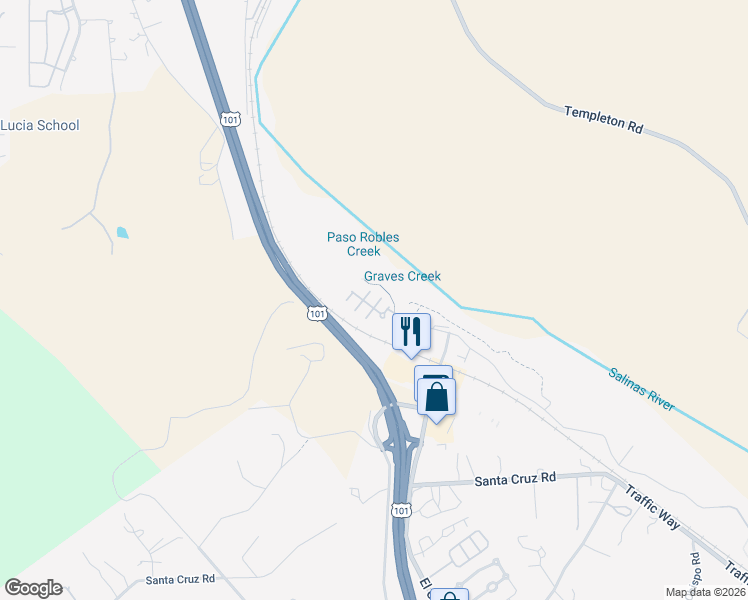 map of restaurants, bars, coffee shops, grocery stores, and more near 519 North Ferrocarril Road in Atascadero