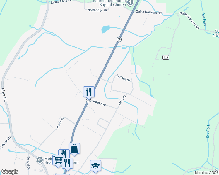 map of restaurants, bars, coffee shops, grocery stores, and more near 212 Meadowview Lane in Decatur