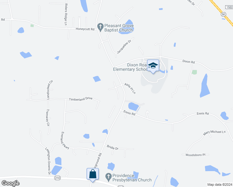map of restaurants, bars, coffee shops, grocery stores, and more near 48 Freshwater Drive in Johnston County