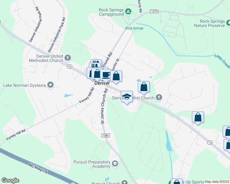 map of restaurants, bars, coffee shops, grocery stores, and more near 3687 South Nc 16 Highway in Maiden