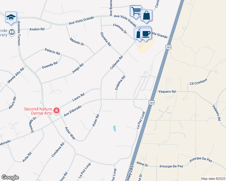 map of restaurants, bars, coffee shops, grocery stores, and more near 4 Esquina Road in Santa Fe