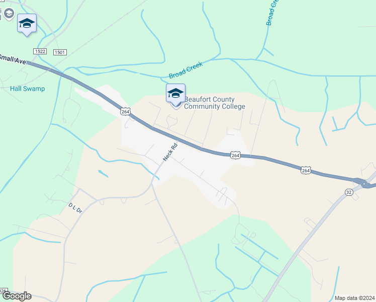 map of restaurants, bars, coffee shops, grocery stores, and more near 5494 U.S. 264 in Washington