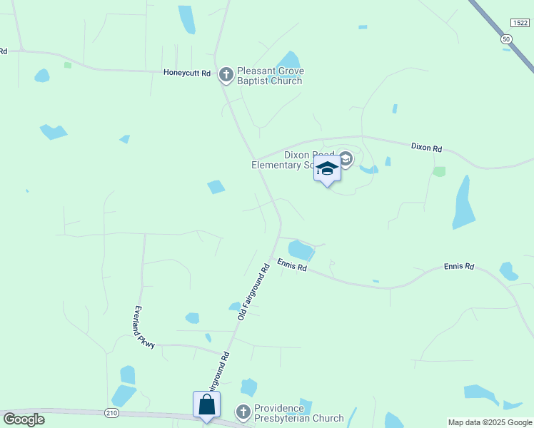 map of restaurants, bars, coffee shops, grocery stores, and more near 35 Freshwater Drive in Johnston County