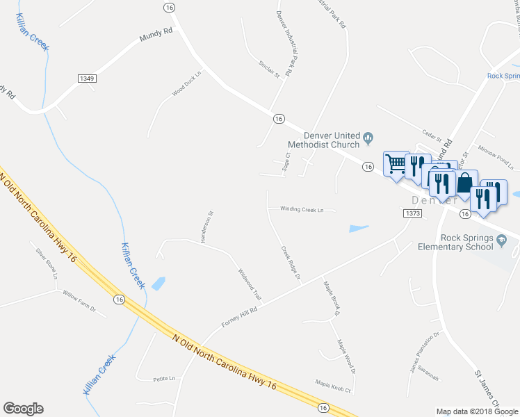 map of restaurants, bars, coffee shops, grocery stores, and more near 3777 Creek Ridge Drive in Denver
