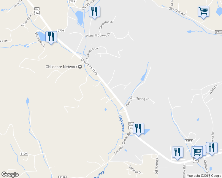 map of restaurants, bars, coffee shops, grocery stores, and more near 2 Eastcrest Drive in Fairview