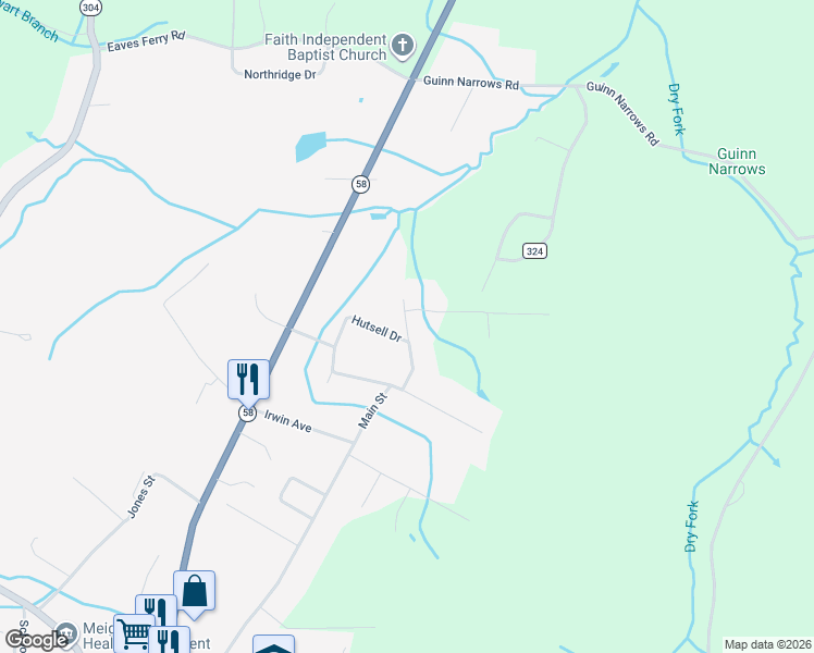 map of restaurants, bars, coffee shops, grocery stores, and more near 112 Robbies Lane in Decatur
