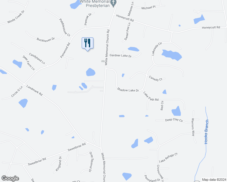 map of restaurants, bars, coffee shops, grocery stores, and more near 830 Shadow Lake Drive in Johnston County