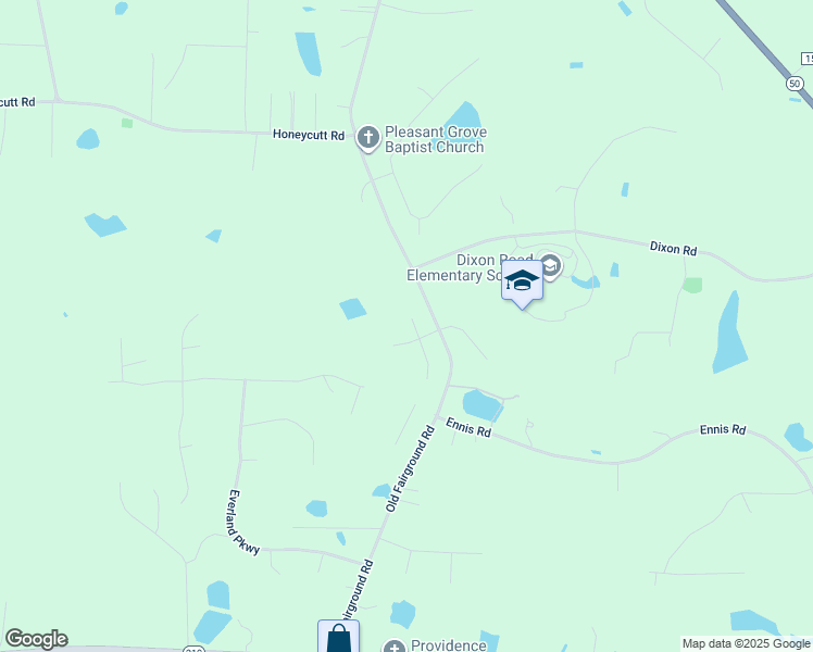 map of restaurants, bars, coffee shops, grocery stores, and more near 41 Riparian Court in Johnston County