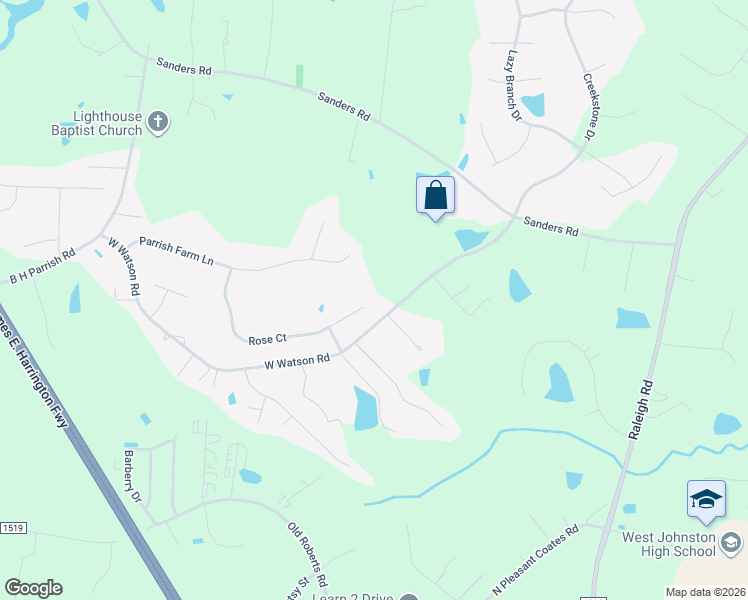 map of restaurants, bars, coffee shops, grocery stores, and more near 110 Mable Court in Benson