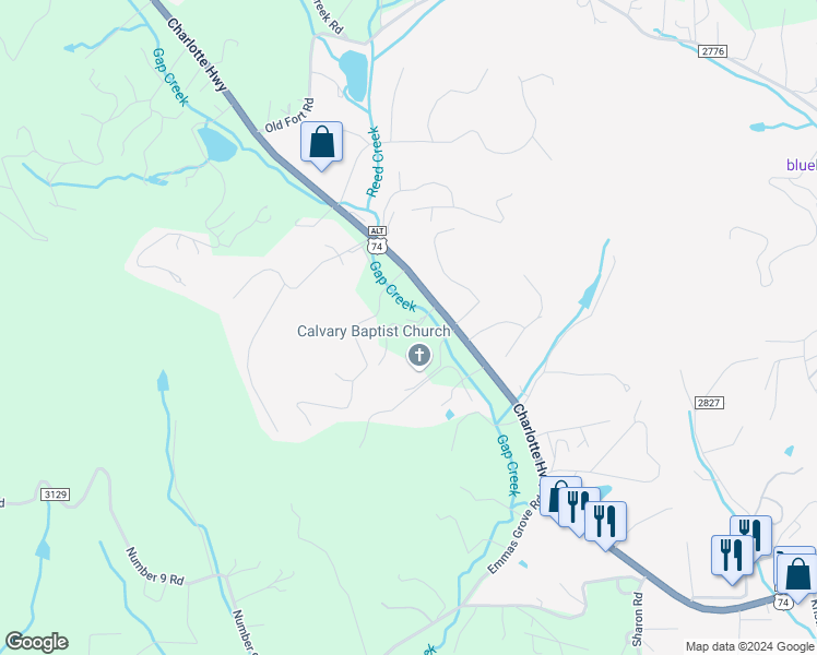 map of restaurants, bars, coffee shops, grocery stores, and more near Bishop Ridge Road in Fairview