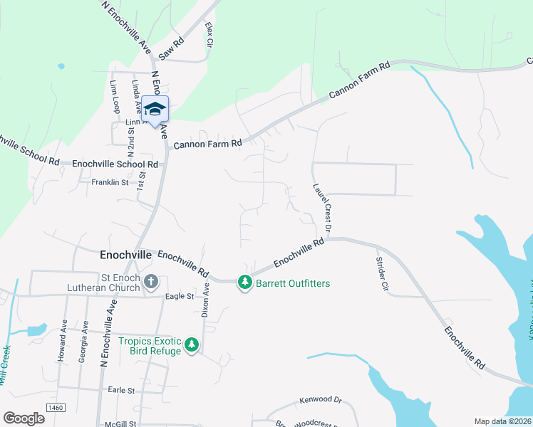 map of restaurants, bars, coffee shops, grocery stores, and more near 345 Knight Farm Road in China Grove