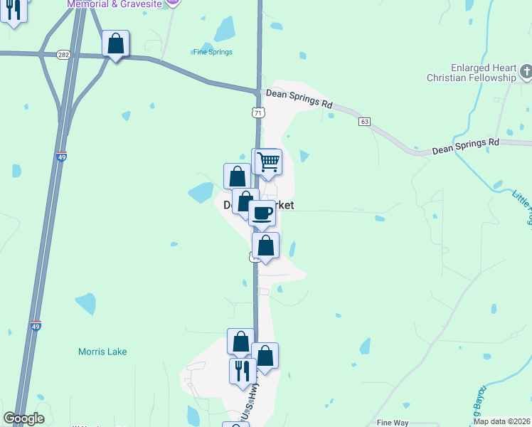 map of restaurants, bars, coffee shops, grocery stores, and more near 4615 U.S. 71 in Alma