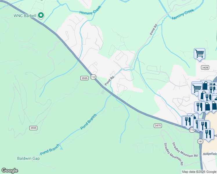 map of restaurants, bars, coffee shops, grocery stores, and more near 26 Sardis Hill Drive in Asheville