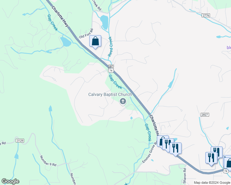 map of restaurants, bars, coffee shops, grocery stores, and more near Bishop Ridge Road in Fairview