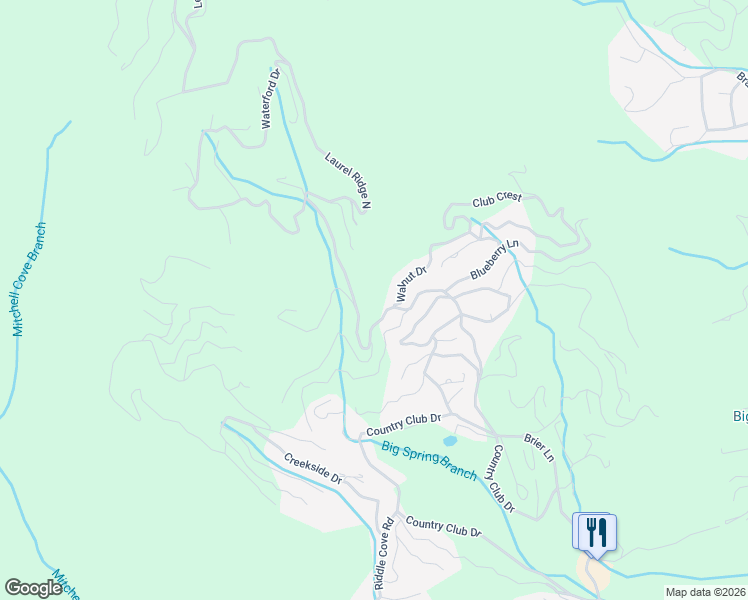 map of restaurants, bars, coffee shops, grocery stores, and more near 43 Walnut Drive in Maggie Valley