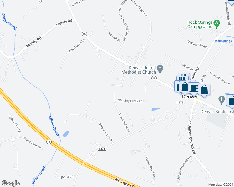 map of restaurants, bars, coffee shops, grocery stores, and more near 7446 Creek Ridge Drive in Denver