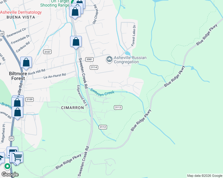map of restaurants, bars, coffee shops, grocery stores, and more near 25 Stockwood Road in Asheville