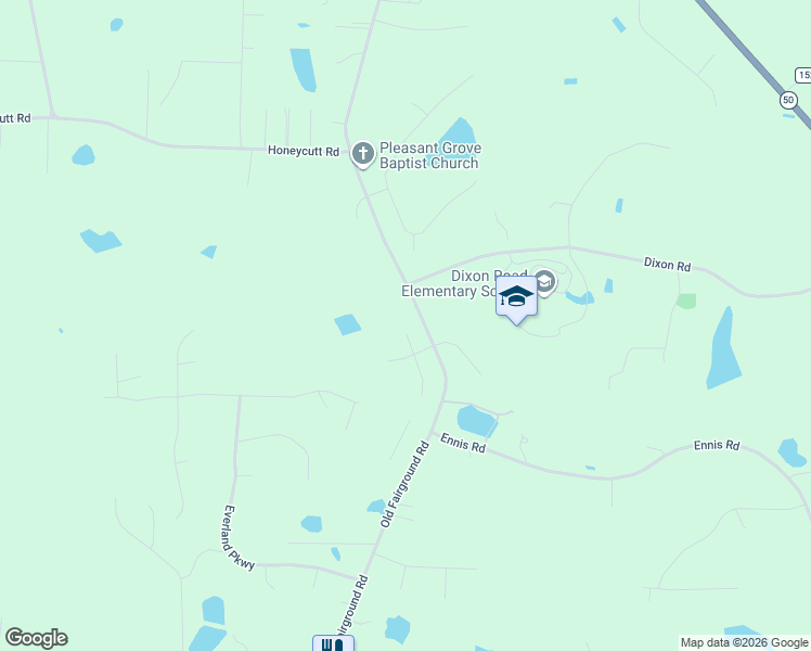 map of restaurants, bars, coffee shops, grocery stores, and more near 53 Riparian Court in Johnston County