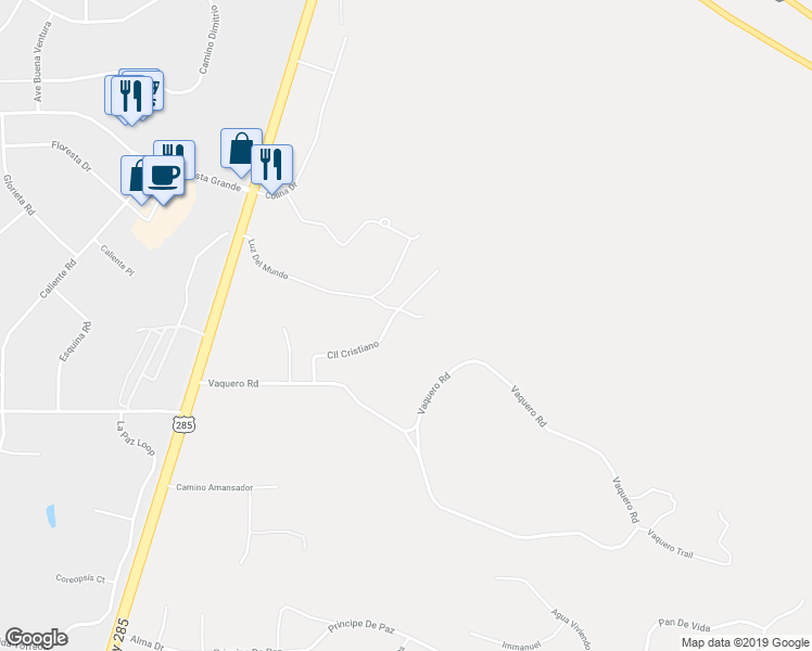map of restaurants, bars, coffee shops, grocery stores, and more near 22 Calle Cristiano in Santa Fe
