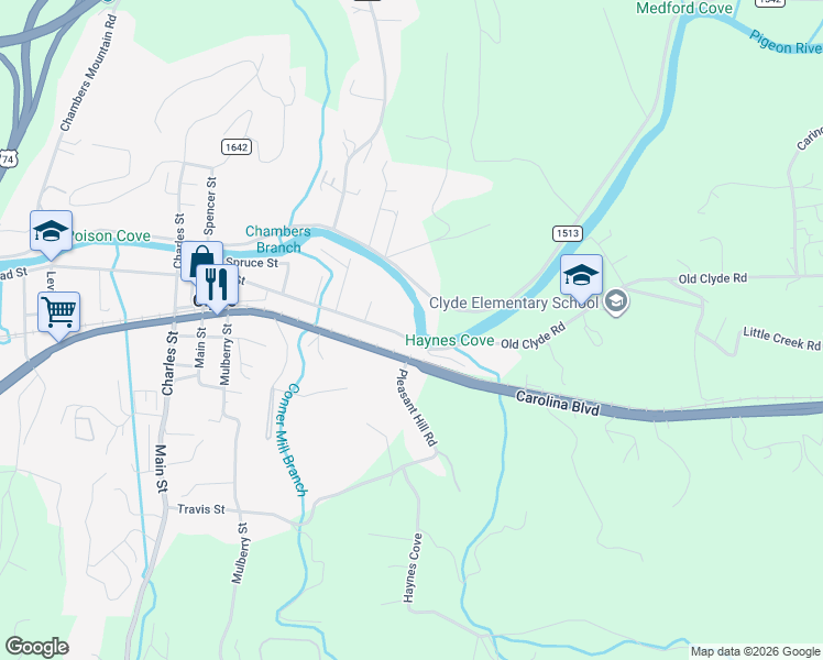 map of restaurants, bars, coffee shops, grocery stores, and more near 3744 Broad Street in Clyde