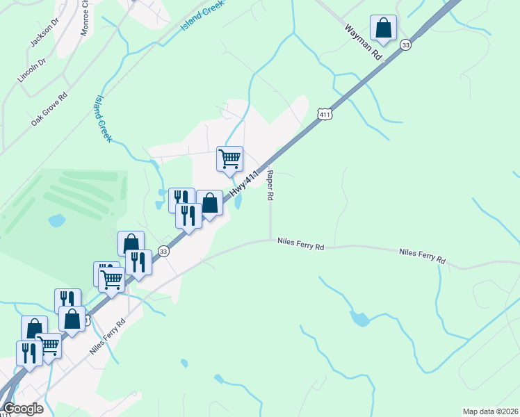 map of restaurants, bars, coffee shops, grocery stores, and more near 230 Raper Road in Madisonville