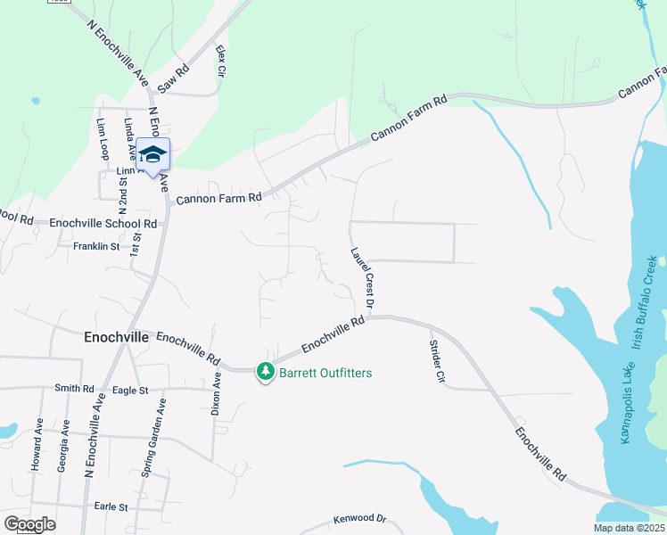 map of restaurants, bars, coffee shops, grocery stores, and more near 140 McField Drive in China Grove