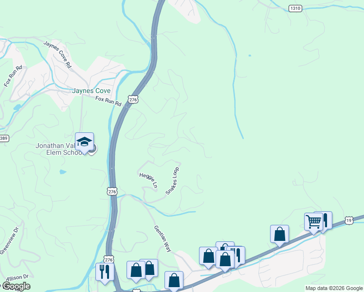 map of restaurants, bars, coffee shops, grocery stores, and more near 30 Proud Merry Trail in Waynesville